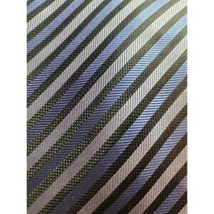 Antonia Collection Repp Men's Silk Tie Blue Black White 59"